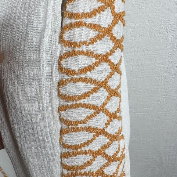 Hale Bob Pants XS Womens White Orange Side Stripes Straight Leg Drawstring Lined - Picture 4 of 8